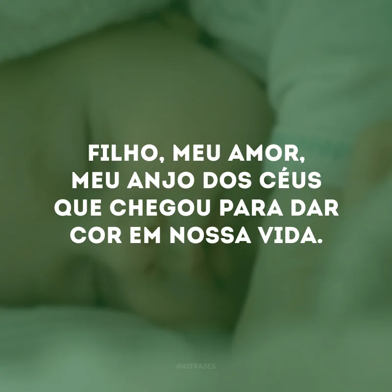 Filho, meu amor, meu anjo dos céus que chegou para dar cor em nossa vida.