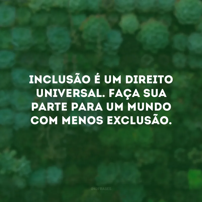 Inclusão é um direito universal. Faça sua parte para um mundo com menos exclusão.
