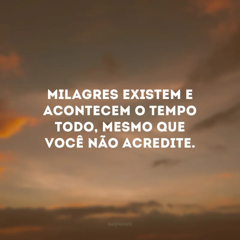 Milagres existem e acontecem o tempo todo, mesmo que você não acredite.
