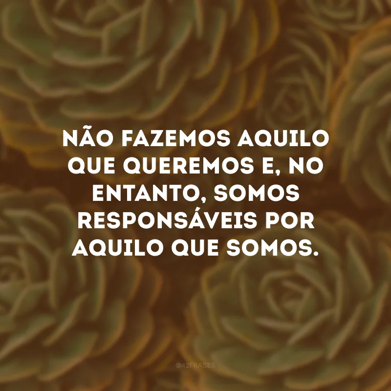 Não fazemos aquilo que queremos e, no entanto, somos responsáveis por aquilo que somos. 