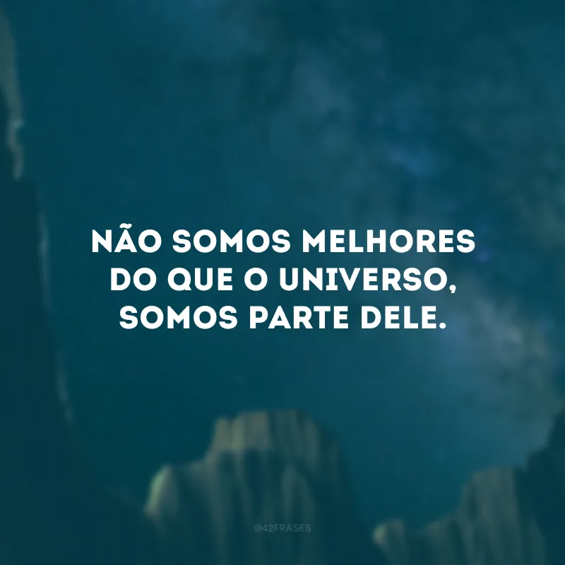 Não somos melhores do que o universo, somos parte dele.