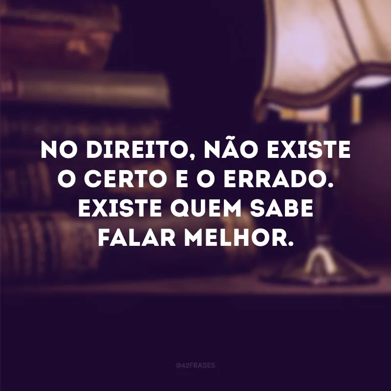 No direito, não existe o certo e o errado. Existe quem sabe falar melhor. 