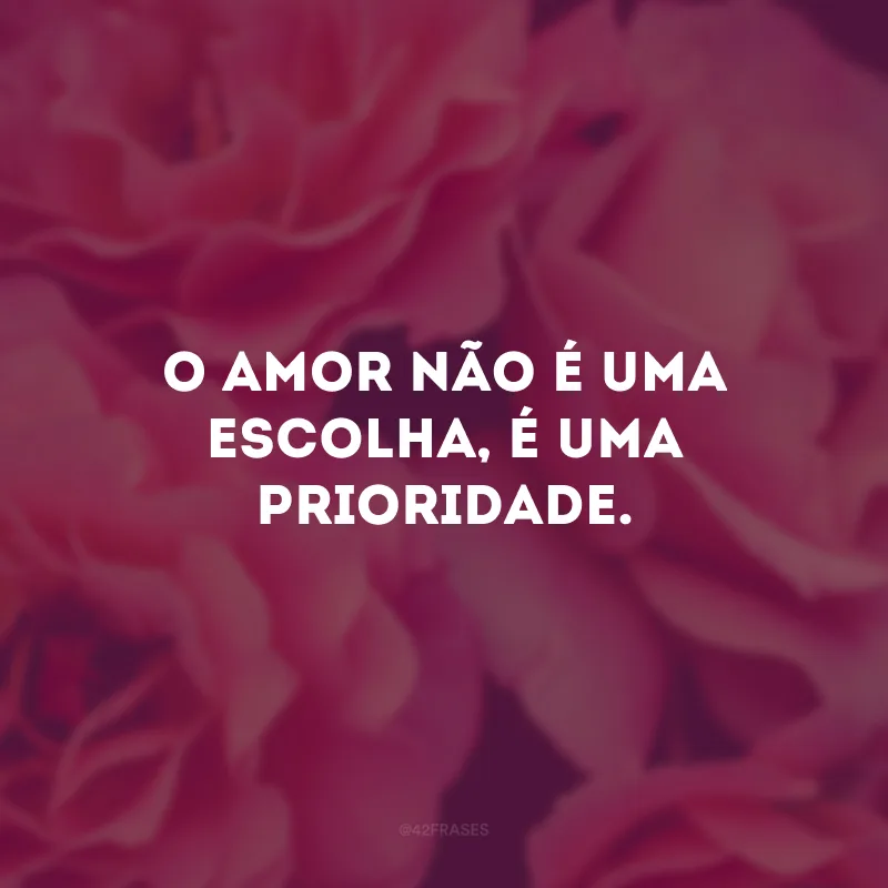 O amor não é uma escolha, é uma prioridade. 