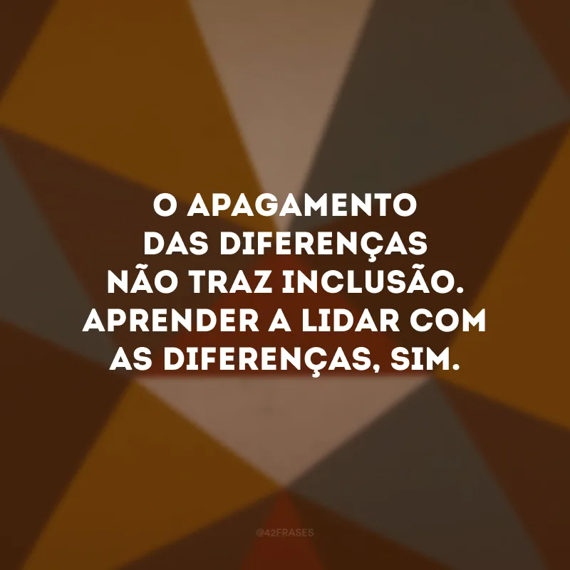 O apagamento das diferenças não traz inclusão. Aprender a lidar com as diferenças, sim.