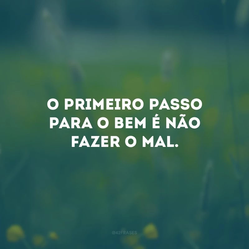 O primeiro passo para o bem é não fazer o mal.  