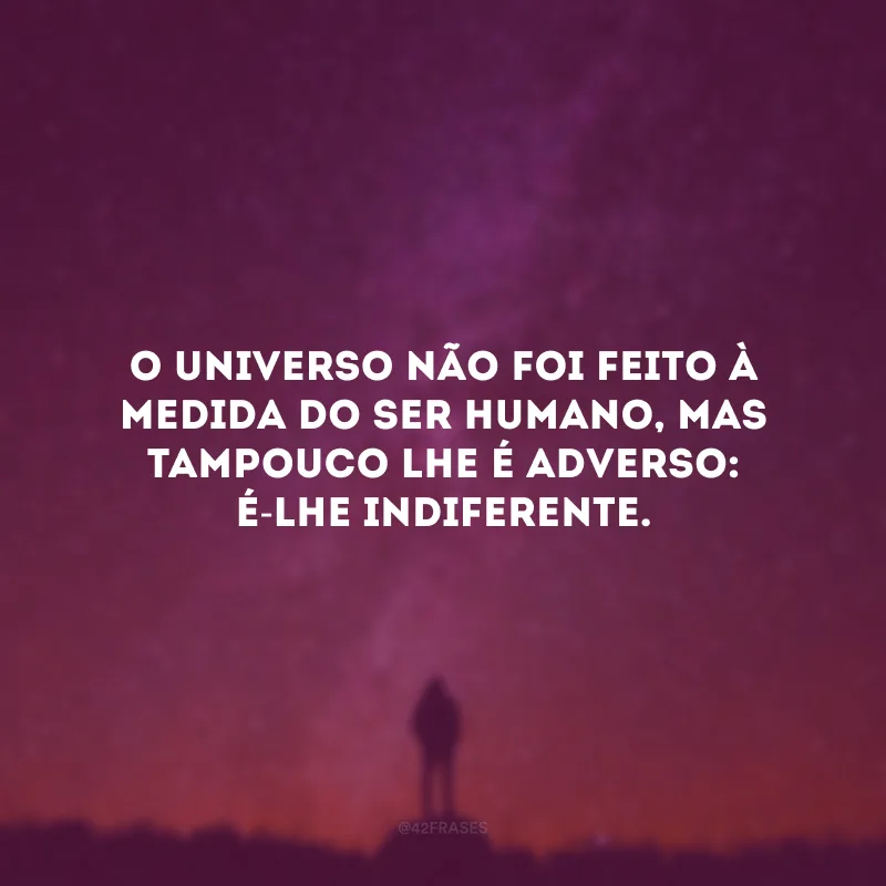 O universo não foi feito à medida do ser humano, mas tampouco lhe é adverso: é-lhe indiferente.