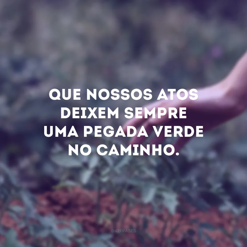 Que nossos atos deixem sempre uma pegada verde no caminho.