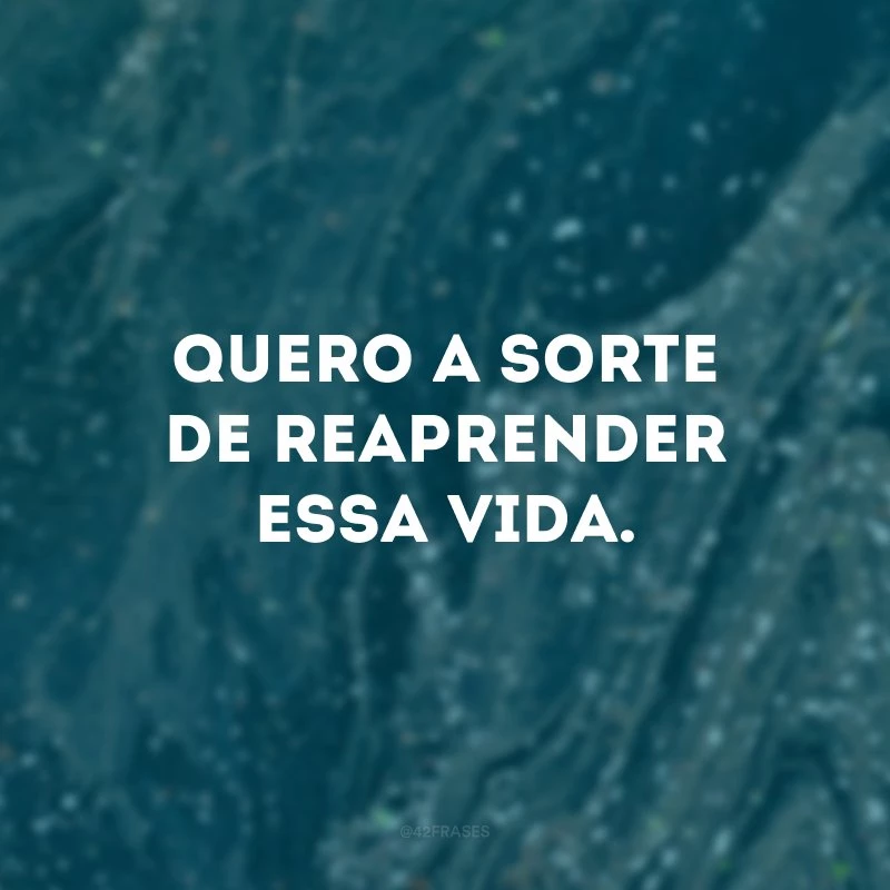 Quero a sorte de reaprender essa vida. 