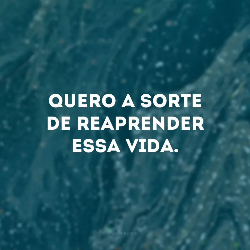 Quero a sorte de reaprender essa vida. 