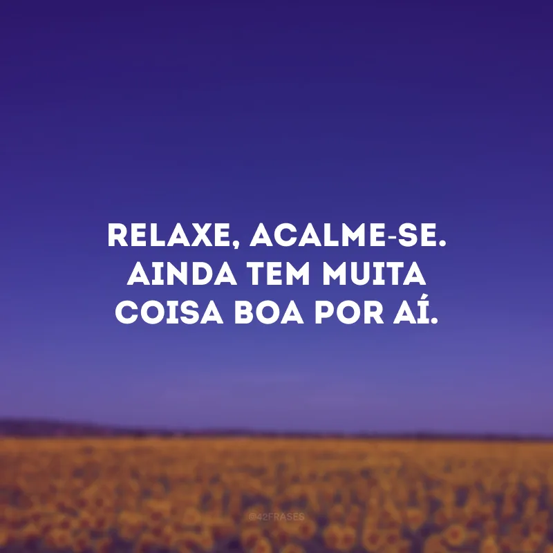 Relaxe, acalme-se. Ainda tem muita coisa boa por aí.