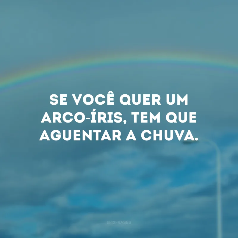 Se você quer um arco-íris, tem que aguentar a chuva.
