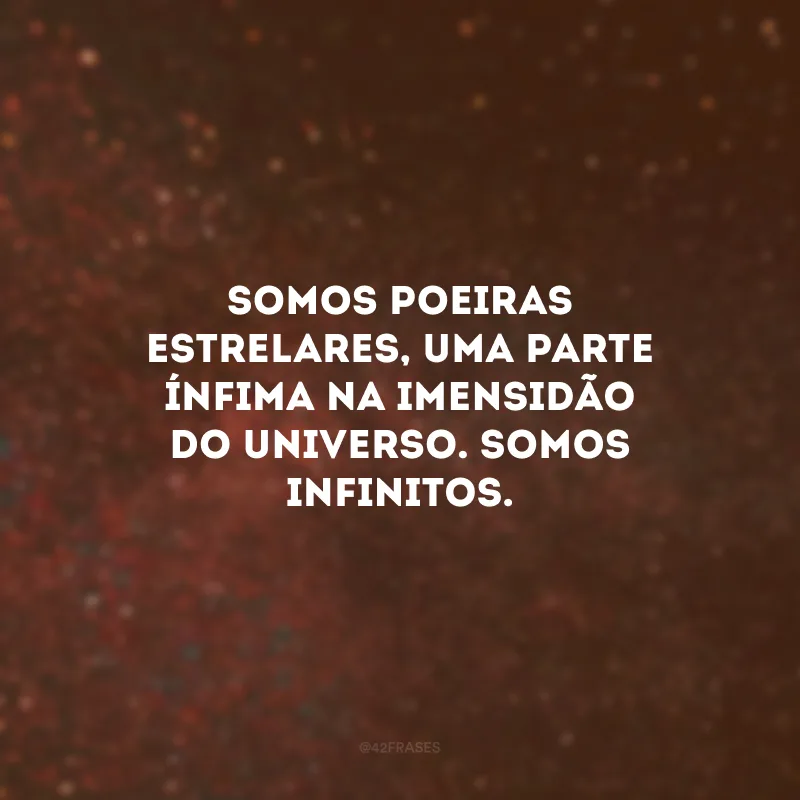 Somos poeiras estrelares, uma parte ínfima na imensidão do universo. Somos infinitos. 