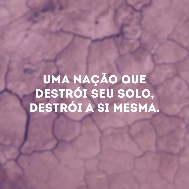 Uma nação que destrói seu solo, destrói a si mesma.
