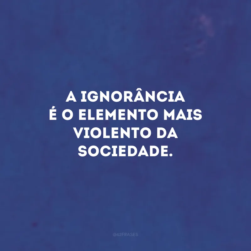 A ignorância é o elemento mais violento da sociedade. 