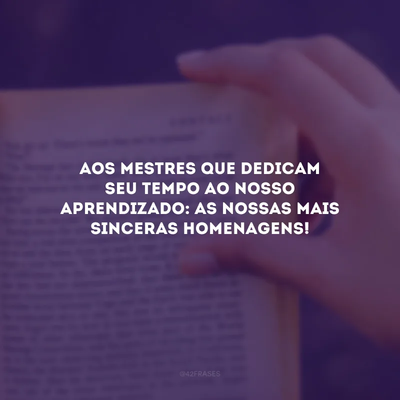 Aos mestres que dedicam seu tempo ao nosso aprendizado: as nossas mais sinceras homenagens!