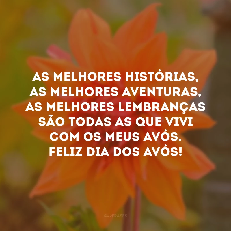 As melhores histórias, as melhores aventuras, as melhores lembranças são todas as que vivi com os meus avós. Feliz Dia dos Avós!