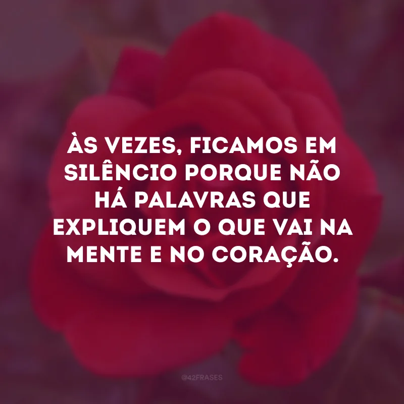 Às vezes, ficamos em silêncio, porque não há palavras que expliquem o que vai na mente e no coração. 