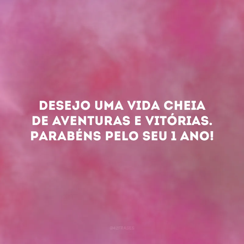 Desejo uma vida cheia de aventuras e vitórias. Parabéns pelo seu 1 ano!