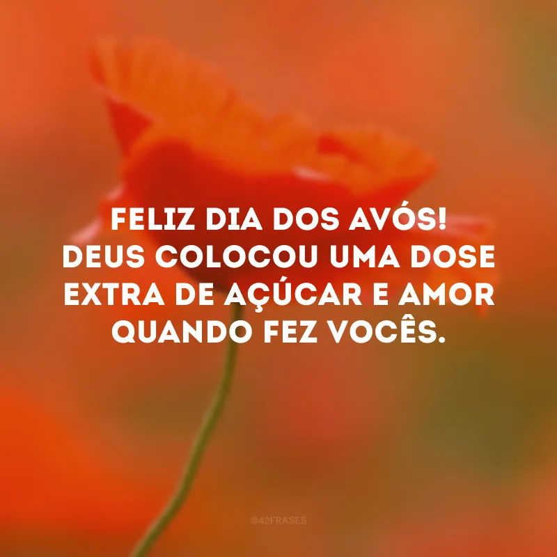 Feliz Dia dos Avós! Deus colocou uma dose extra de açúcar e amor quando fez vocês. 
