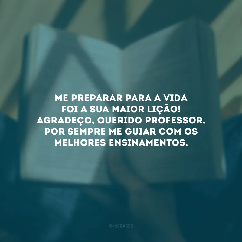 Me preparar para a vida foi a sua maior lição! Agradeço, querido professor, por sempre me guiar com os melhores ensinamentos.