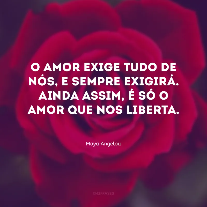 O amor exige tudo de nós, e sempre exigirá. Ainda assim, é só o amor que nos liberta.