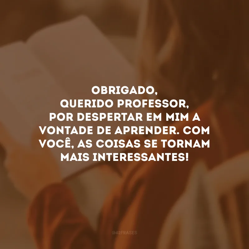 Obrigado, querido professor, por despertar em mim a vontade de aprender. Com você, as coisas se tornam mais interessantes!