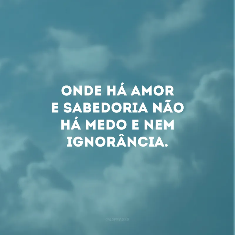 Onde há amor e sabedoria não há medo e nem ignorância.