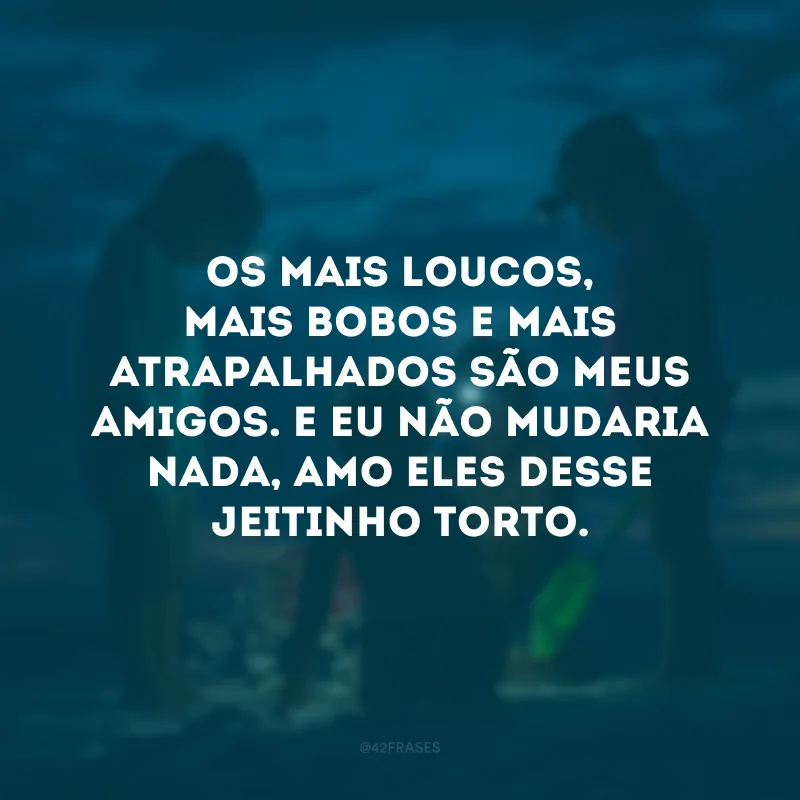 Os mais loucos, mais bobos e mais atrapalhados são meus amigos. E eu não mudaria nada, amo eles desse jeitinho torto.