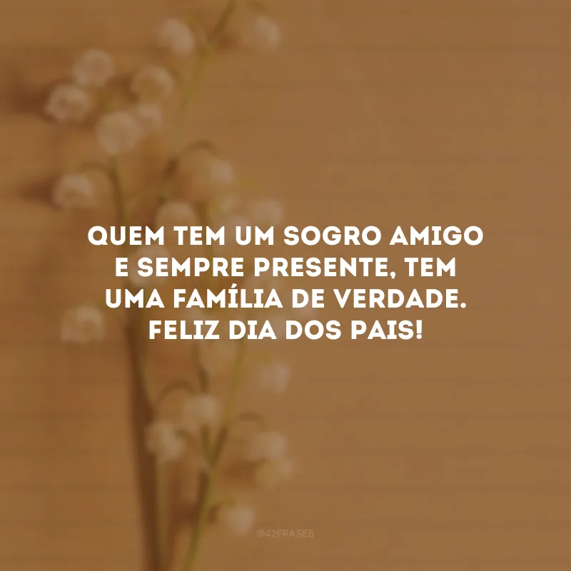 Quem tem um sogro amigo e sempre presente, tem uma família de verdade. Feliz Dia dos Pais!