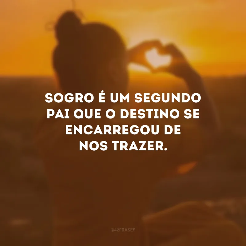 Sogro é um segundo pai que o destino se encarregou de nos trazer.