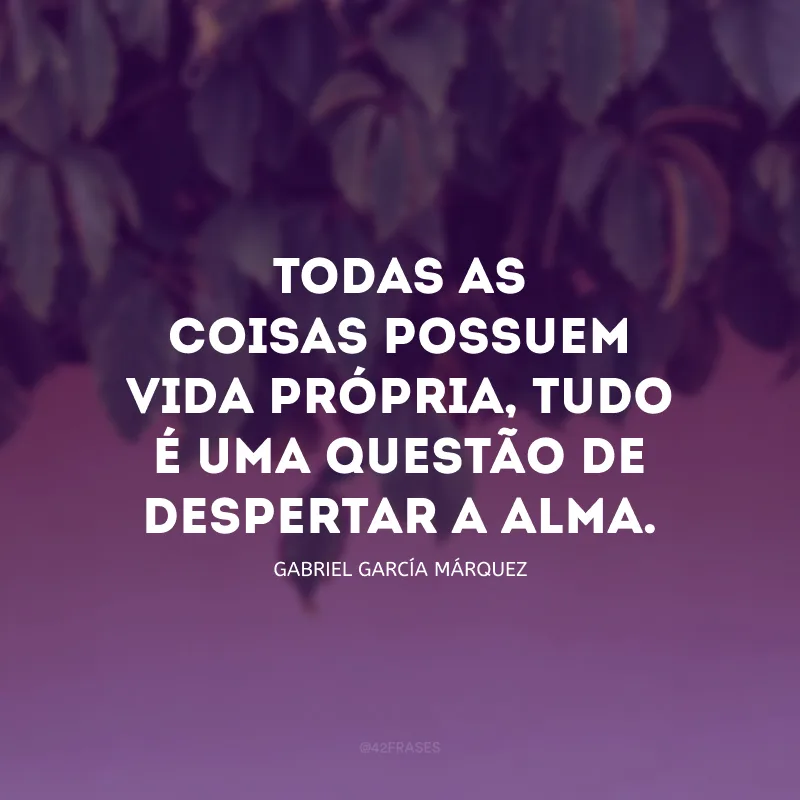 Todas as coisas possuem vida própria, tudo é uma questão de despertar a alma. 
