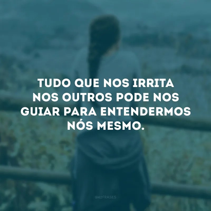 Tudo que nos irrita nos outros pode nos guiar para entendermos nós mesmo.