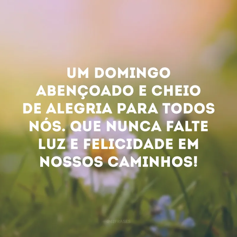 Um domingo abençoado e cheio de alegria para todos nós. Que nunca falte luz e felicidade em nossos caminhos!