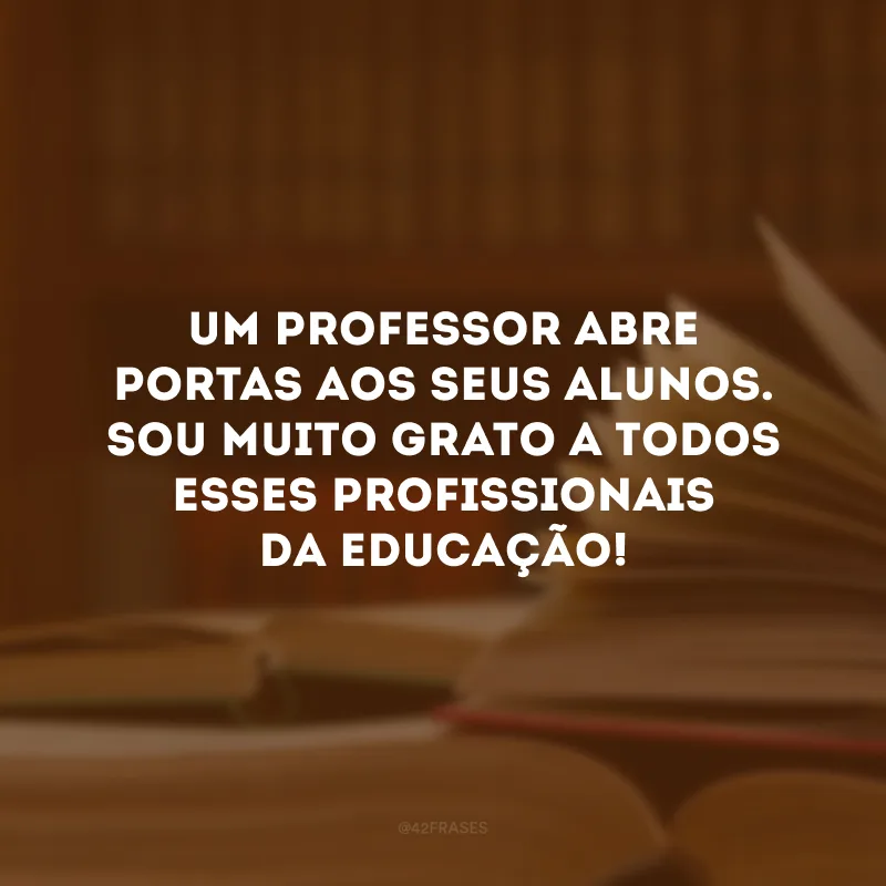 Um professor abre portas aos seus alunos. Sou muito grato a todos esses profissionais da educação!
