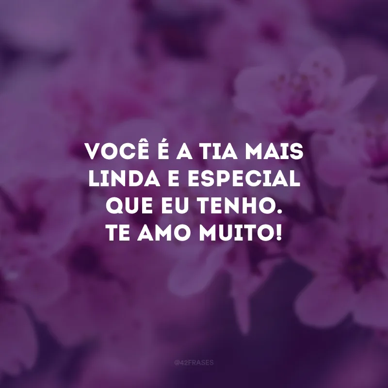 Você é a tia mais linda e especial que eu tenho. Te amo muito!