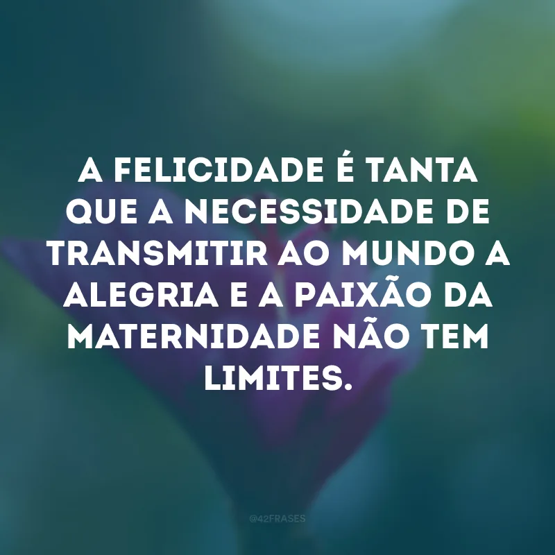 A felicidade é tanta que a necessidade de transmitir ao mundo a alegria e a paixão da maternidade não tem limites.
