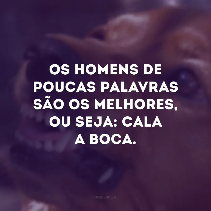 Os homens de poucas palavras são os melhores, ou seja: cala a boca.