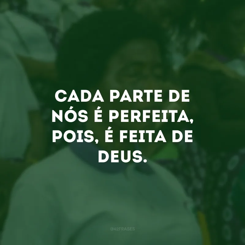 Cada parte de nós é perfeita, pois, é feita de Deus. 