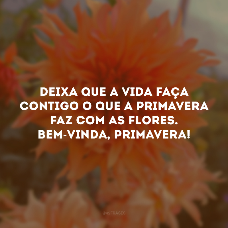 Deixa que a vida faça contigo o que a primavera faz com as flores. Bem-vinda, primavera! 