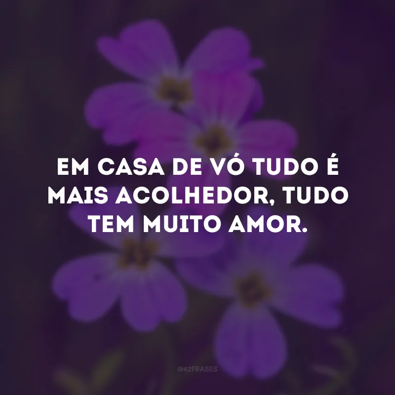 Em casa de vó tudo é mais acolhedor, tudo tem muito amor.