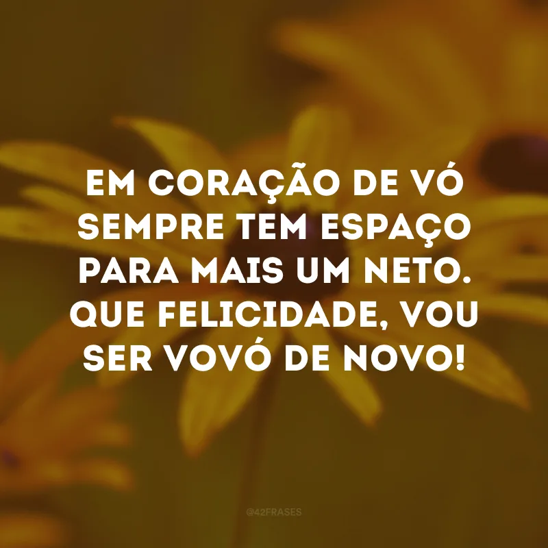 Em coração de vó sempre tem espaço para mais um neto. Que felicidade, vou ser vovó de novo!
