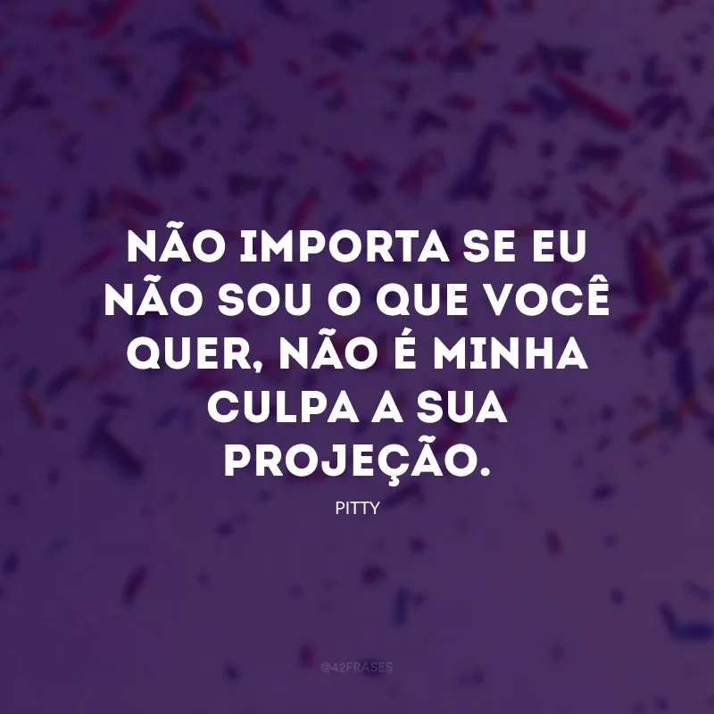 Não importa se eu não sou o que você quer, não é minha culpa a sua projeção.