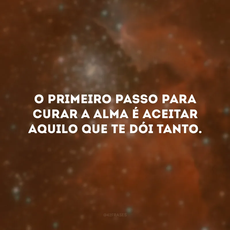 O primeiro passo para curar a alma é aceitar aquilo que te dói tanto. 