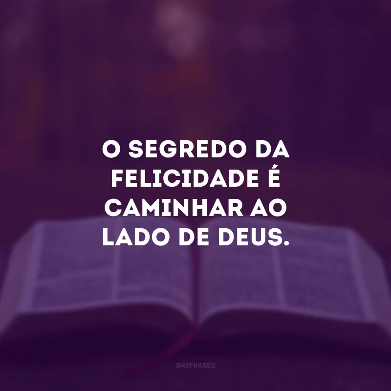 O segredo da felicidade é caminhar ao lado de Deus. 