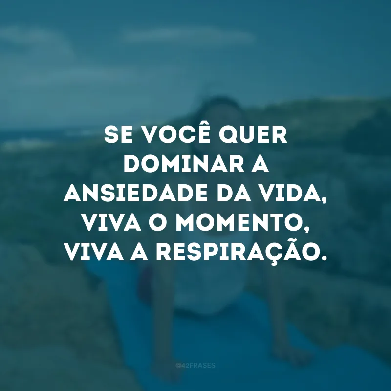 Se você quer dominar a ansiedade da vida, viva o momento, viva a respiração.