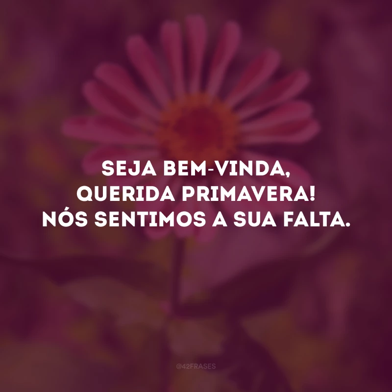 Seja bem-vinda, querida primavera! Nós sentimos a sua falta. 