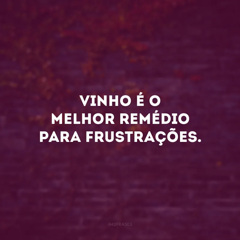 Vinho é o melhor remédio para frustrações. 