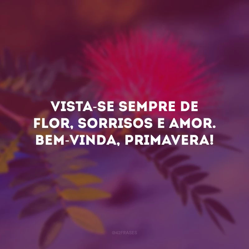 Vista-se sempre de flor, sorrisos e amor. Bem-vinda, primavera!