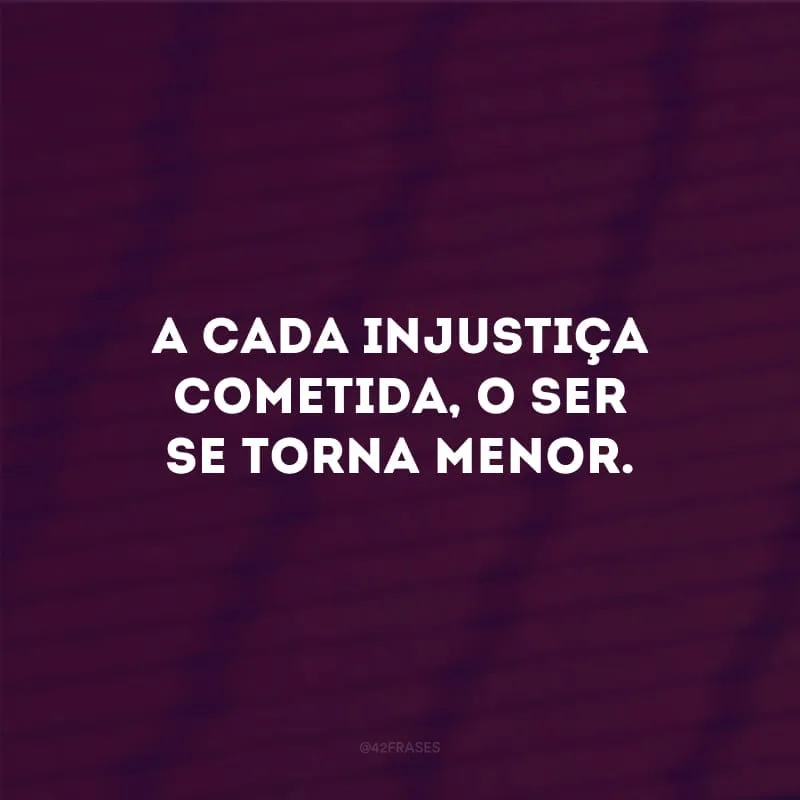A cada injustiça cometida, o ser se torna menor.