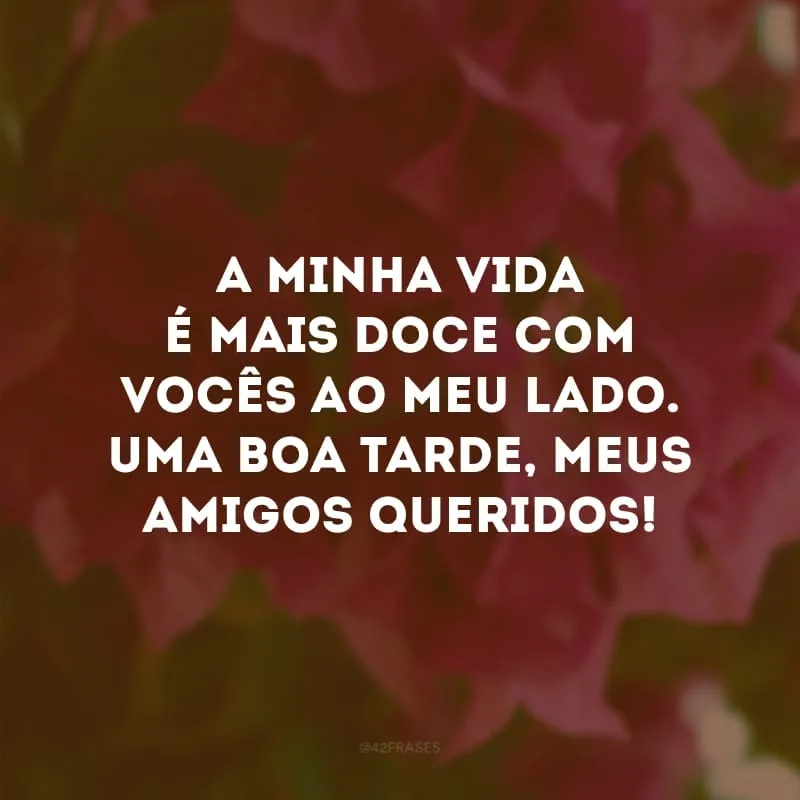 A minha vida é mais doce com vocês ao meu lado. Uma boa tarde, meus amigos queridos! 